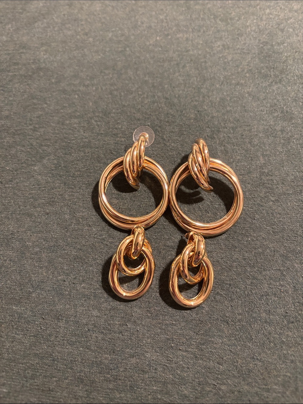 Gold Multi-Ring Drop Earrings, 2 pairs - Women Jewelry